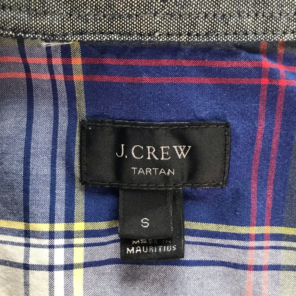 J. CREW Preppy Tartan Plaid Cotton Shirt S Button Down Collar Long Sleeves Men’s